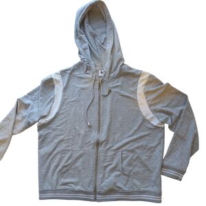 New Look Gray and White Zip Up Hoodie Men's Large